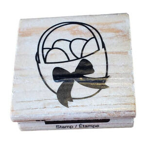 Spring Easter Basket With Eggs Craftsmart Wood Mounted Rubber Stamp